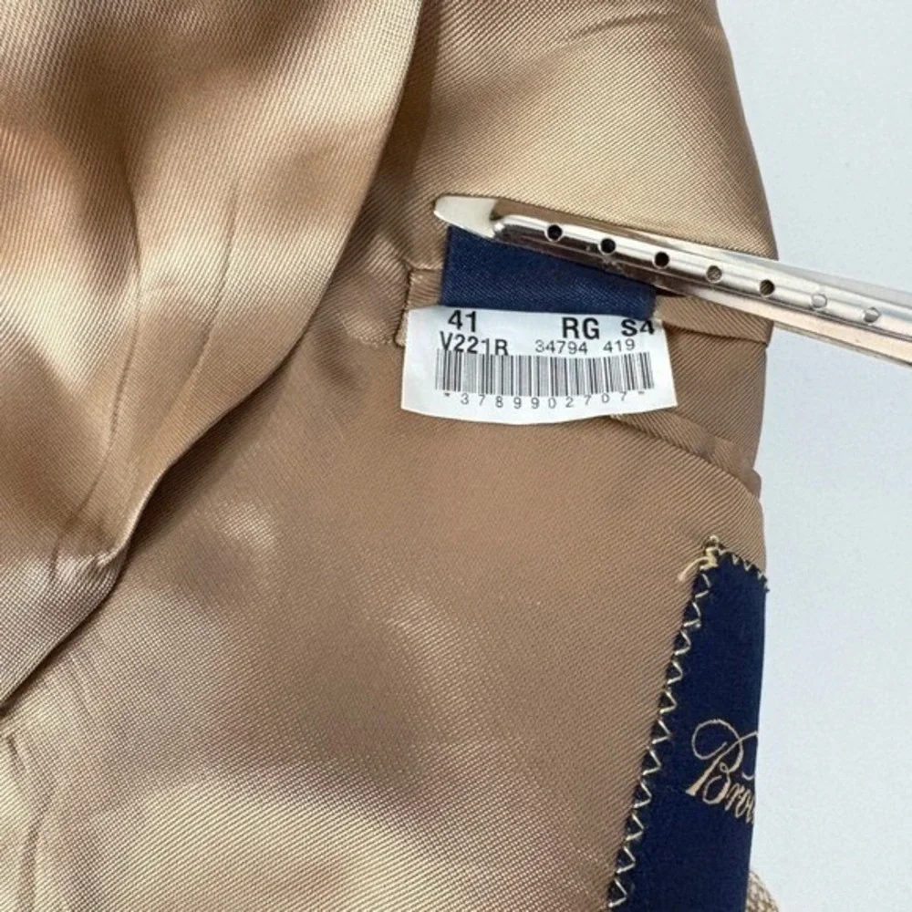 Brooks Brothers Mens 41R Tan Wool Blend 2 Button Blazer Sport Coat Made in Italy
